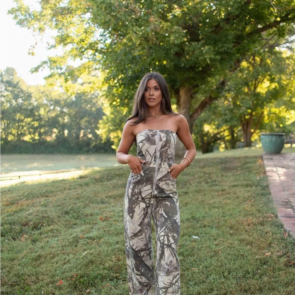Camouflage Strapless Jumpsuit